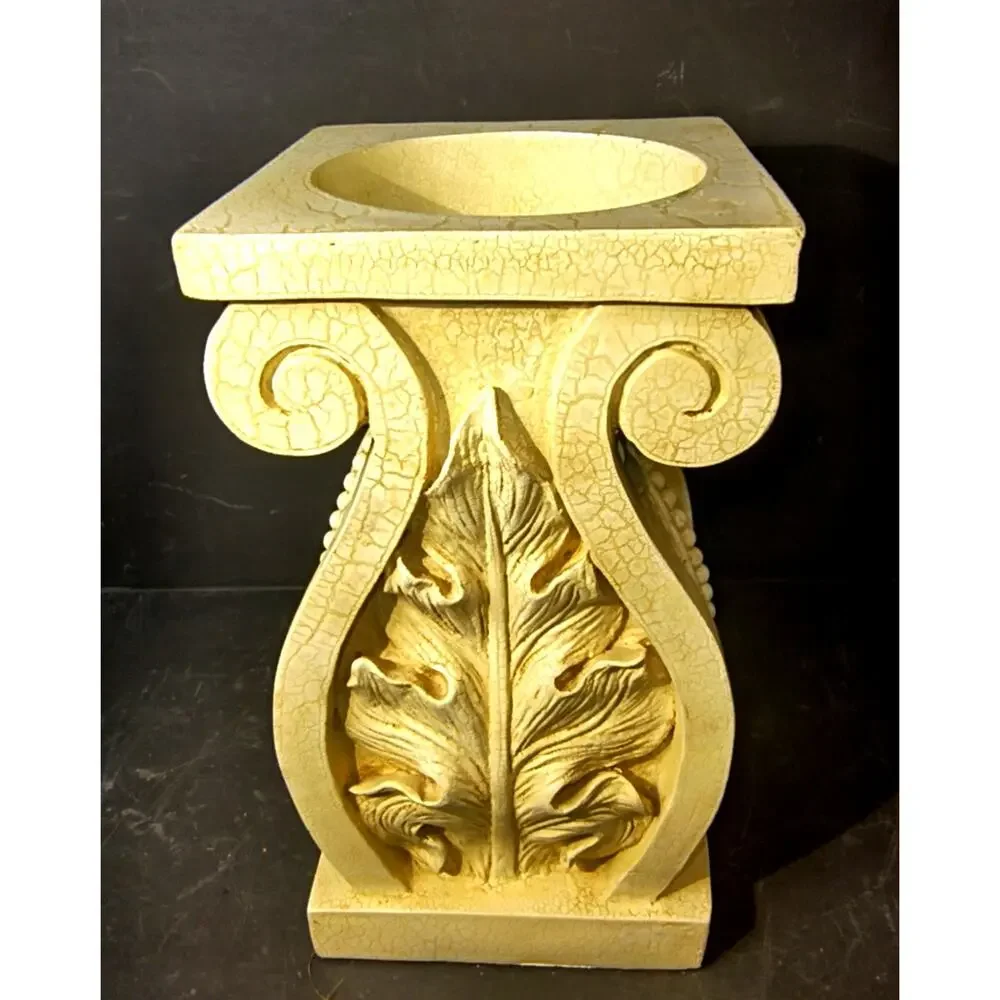2004.  Classical Roman Style Pillar Candle Holder Antique Crackle Finish